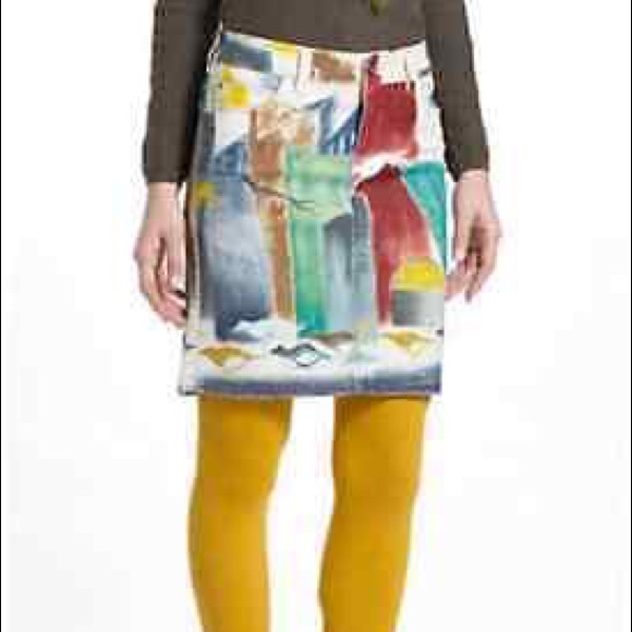 Anthropologie Dresses & Skirts - Anthropologie "Hives" Hand Painted Denim Skirt